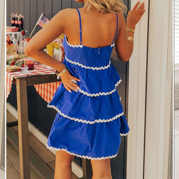AMERICANA KISSES TIERED MINI DRESS IN ROYAL BLUE - Picture 3 of 3